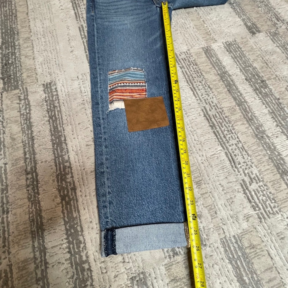 NEW Lucky Brand Legend Boy Mid Rise Relaxed Straight Patchwork Jeans Womens 0/25 - Picture 11 of 13